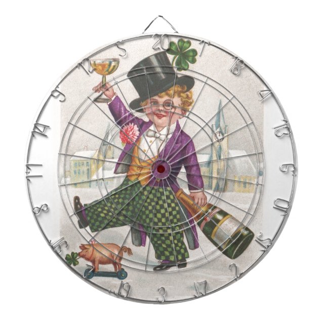 Vintag St Patricks Day Kleeblatt Champagne Dartscheibe (vorne)