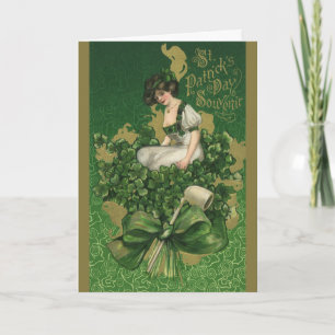Vintag St. Patrick's Day Souvenir, Irish Lass Karte