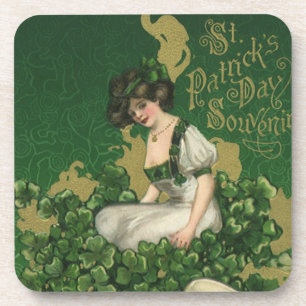 Vintag St. Patrick's Day Souvenir, Irish Lass Untersetzer
