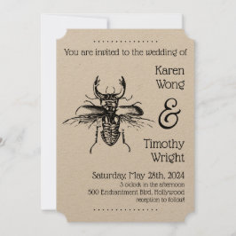 Vintag Stag Beetle Wedding Einladung