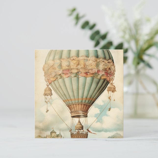Vintag Steampunk Blue Hot Air Ballon (Stehend Vorderseite)