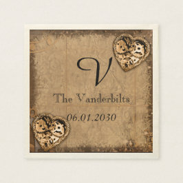 Vintag Steampunk Bride Monogram Wedding Napkin Serviette