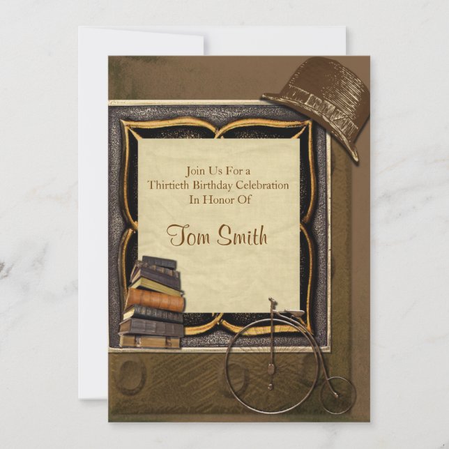 Vintag Steampunk Collage Geburtstag Einladung (Vorderseite)