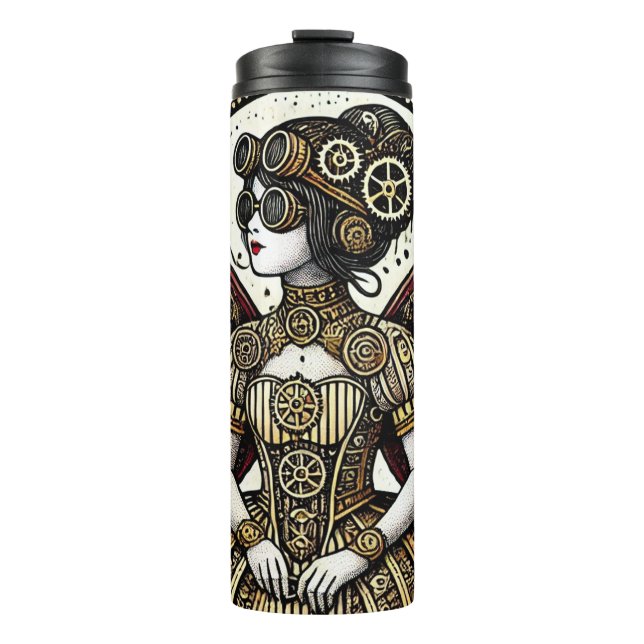 Vintag Steampunk Fairy Thermosbecher (Vorderseite)