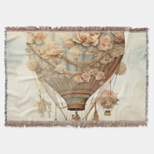 Vintag Steampunk Floral Blue Hot Air Ballon (2) Decke