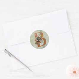 Vintag Steampunk Floral Letter B Runder Aufkleber