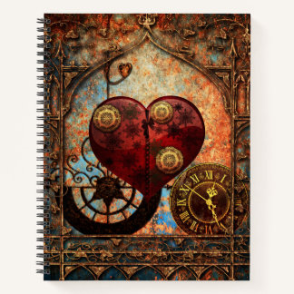 Vintag Steampunk Hearts Wallpaper Notizbuch