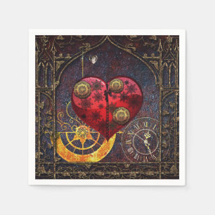 Vintag Steampunk Hearts Wallpaper Serviette
