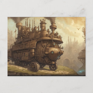 Vintag Steampunk Motor Fantasy Illustration Postkarte