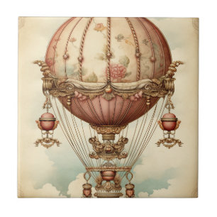 Vintag Steampunk Pink Heißluftballon Fliese