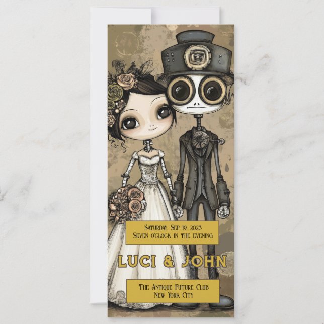 Vintag Steampunk Quirky Wedding Einladungen (Vorderseite)