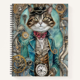 Vintag Steampunk Tabby Cat Notizbuch