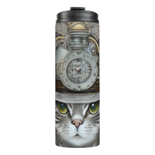 Vintag Steampunk Viktorianisch Cat Thermosbecher