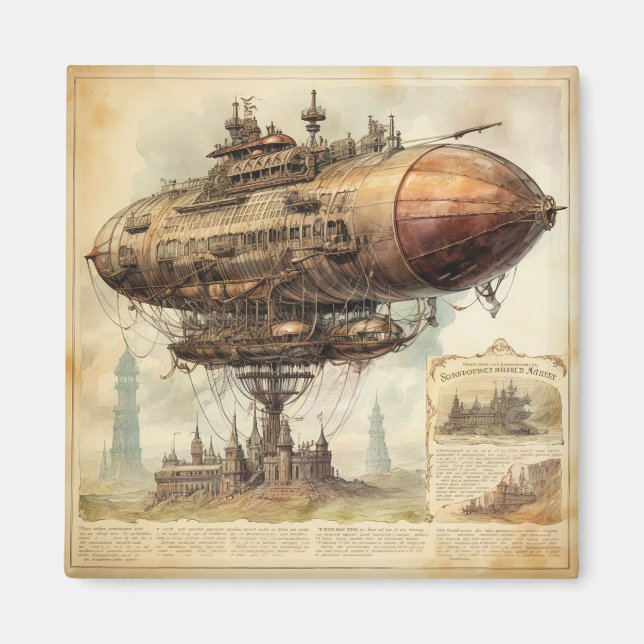 Vintag Steampunk Zeppelin (10) Magnet (Vorne)
