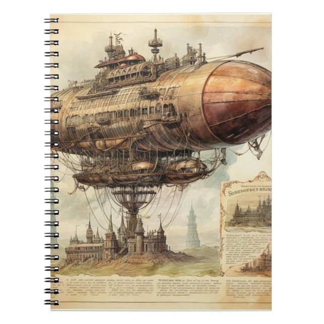 Vintag Steampunk Zeppelin (10) Notizblock (Vorderseite)