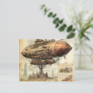 Vintag Steampunk Zeppelin (10) Postkarte