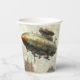 Vintag Steampunk Zeppelin (7) Pappbecher
