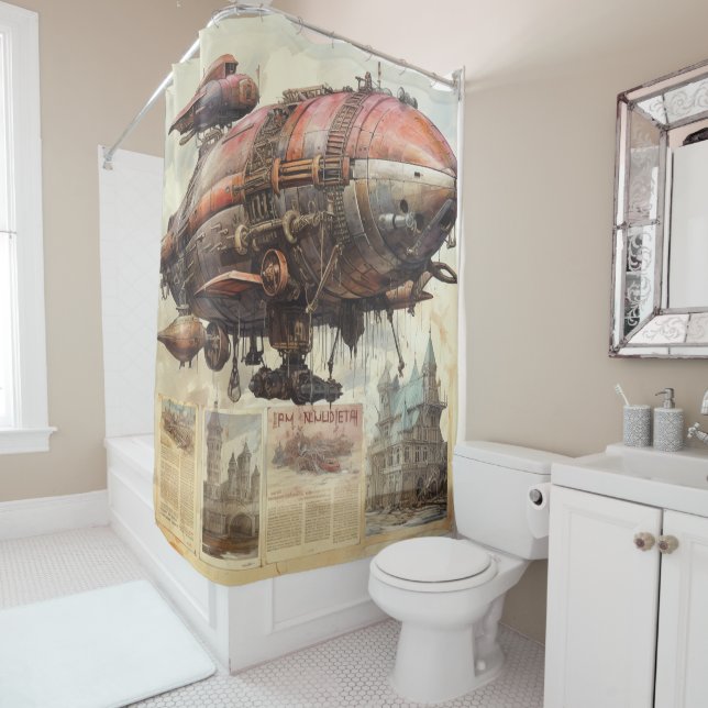 Vintag Steampunk Zeppelin (9) Duschvorhang (Beispiel)