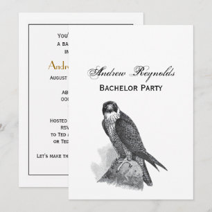Vintag Stilisierte Peregrine Falcon BW Einladung