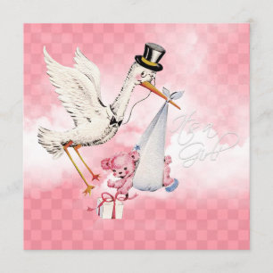 Vintag Stork Baby Dusche Einladung