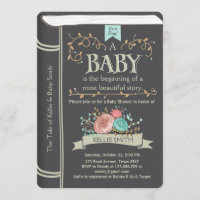 Vintag Storybook Baby-Dusche Einladung Boy