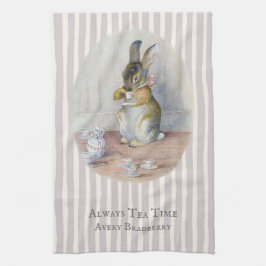 Vintag Stripe Miss Bunny Teatime Geschirrtuch
