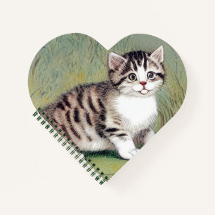 Vintag Striped Kitten Illustration Notizbuch
