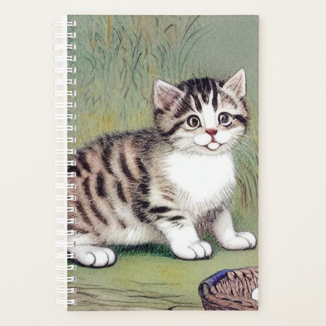 Vintag Striped Kitten Illustration Planer (Vorderseite)