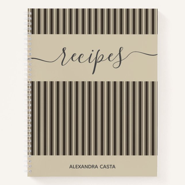 Vintag Striptes Minimalistisches Skript Benutzerde Notizbuch (Vorderseite)