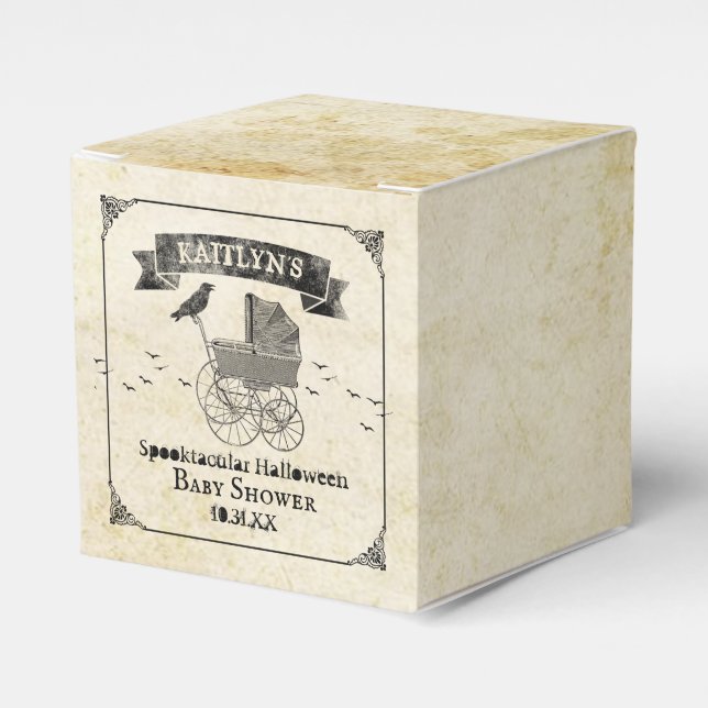 Vintag Stroller Halloween Kinderdusche Geschenkschachtel (Vorderseite)