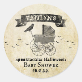 Vintag Stroller Halloween Kinderdusche Runder Aufkleber