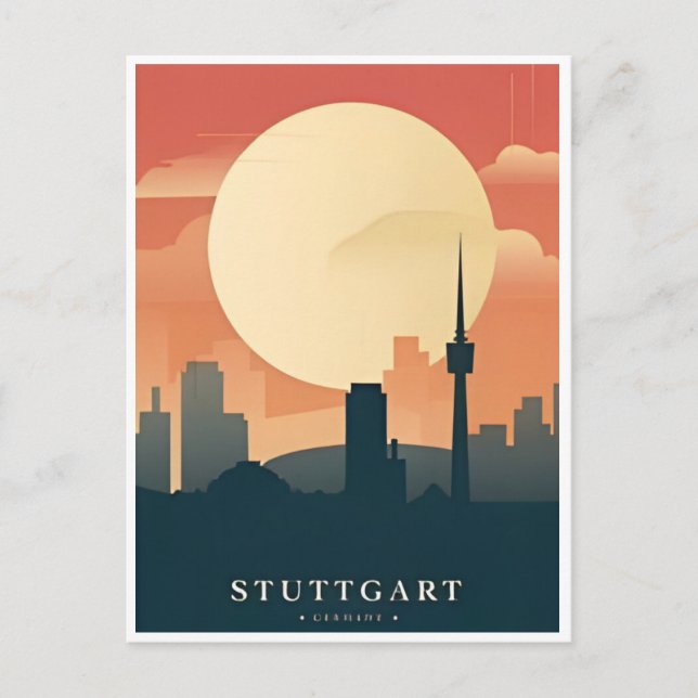 Vintag Stuttgart Deutschland Reiseallemagne Postkarte (Vorderseite)
