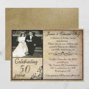 Vintag Style 50th Anniversary Einladung