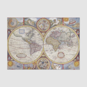 Vintag Style Atlas Maps Seidenpapier