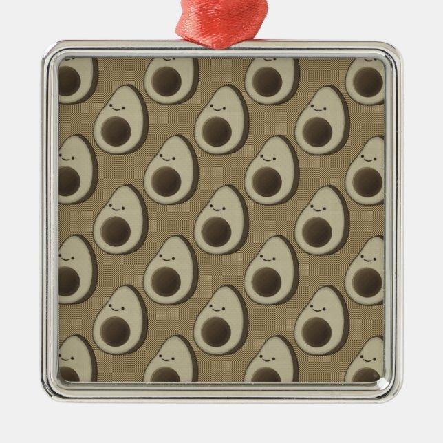 Vintag Style Avocado Pattern Ornament Aus Metall (Vorne)