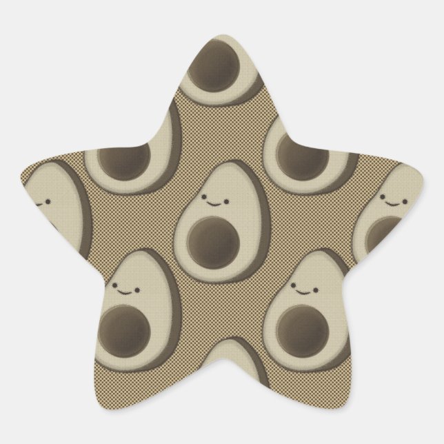 Vintag Style Avocado Pattern Stern-Aufkleber (Vorderseite)