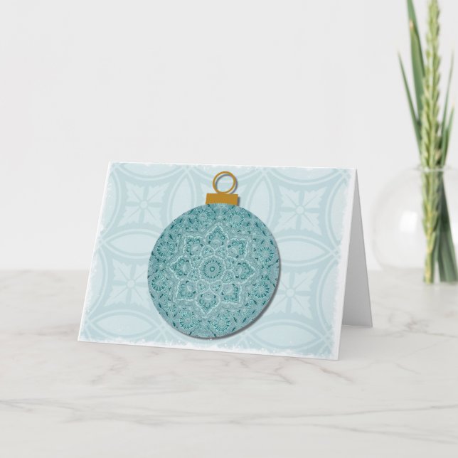 Vintag Style Blue Ornament Weihnachtskarte Karte (Vorderseite)