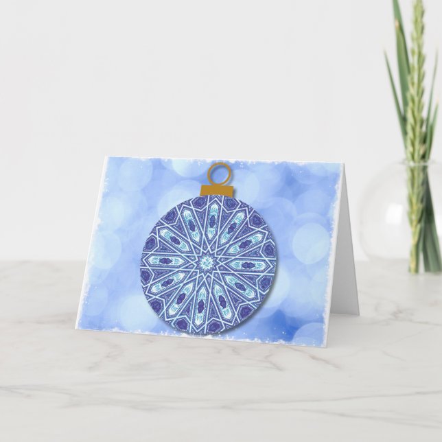 Vintag Style Blue Weihnachtsschmuckkarte Karte (Vorderseite)