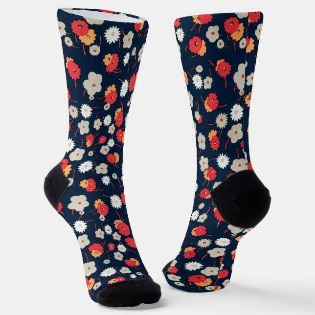 Vintag Style Fun Blume Crazy Socks Socken (Gewinkelt)