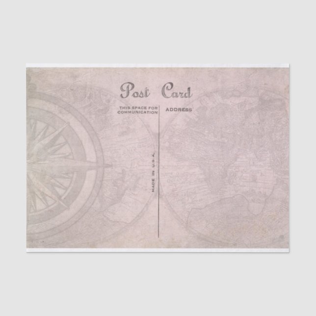Vintag Style Globe Map und Compass Seidenpapier (Vorderseite)