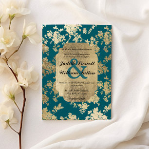 Vintag Style Green Gold Floral Luxury Wedding Einladung