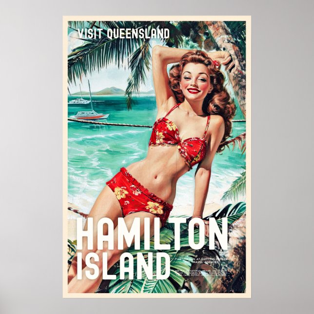 Vintag Style Hamilton Island Travel Poster (Vorne)