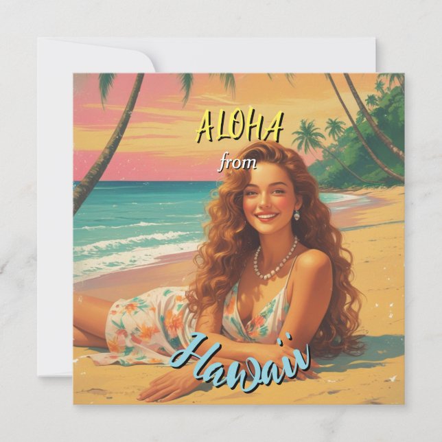 Vintag Style Hawaiian Travel Aloha Hawaii Card (Vorderseite)