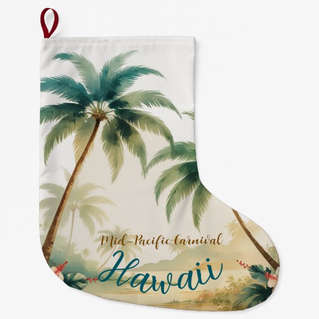 Vintag Style Hawaiian Travel Honolulu Großer Weihnachtsstrumpf (Vorderseite)