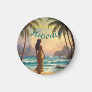 Vintag Style Hawaiian Travel Honolulu Hula Girl Magnet