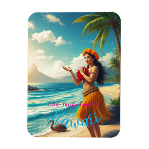 Vintag Style Hawaiian Travel Honolulu Hula Girl Magnet