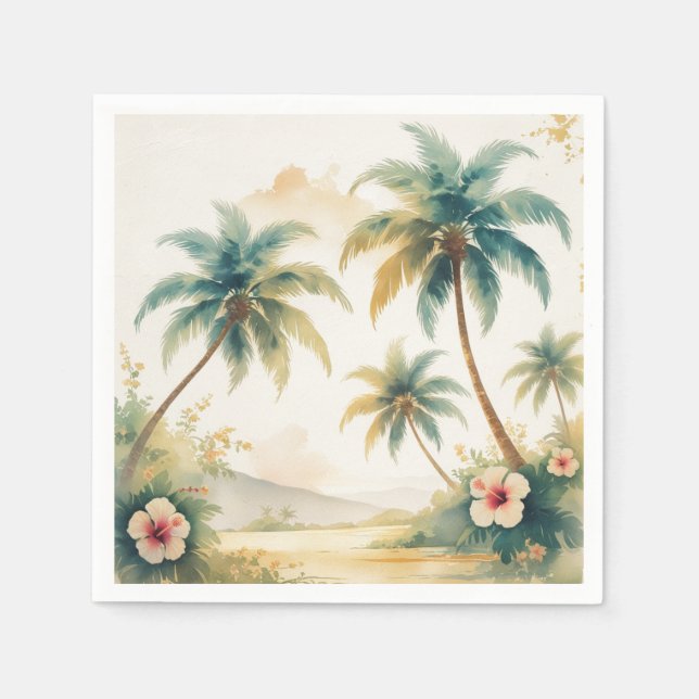 Vintag Style Hawaiian Travel Honolulu Serviette (Vorderseite)