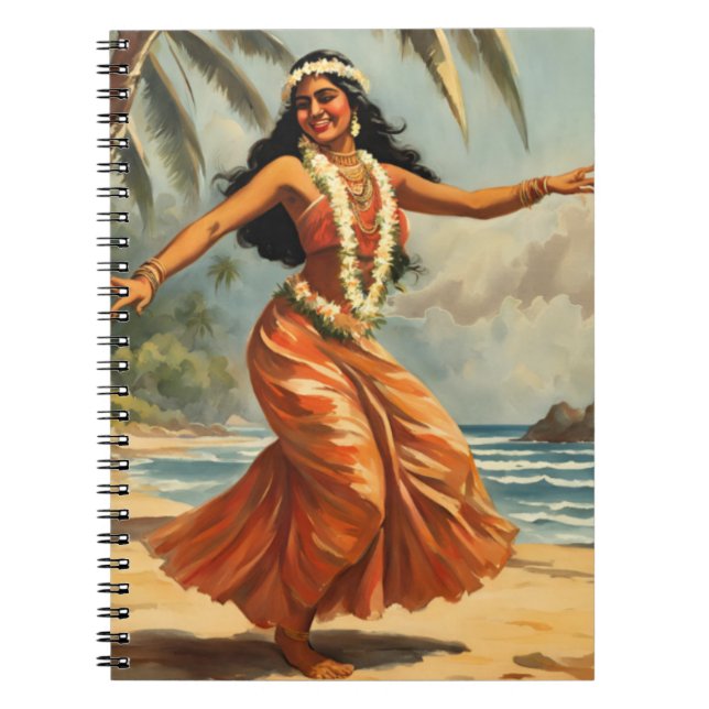 Vintag Style Hawaiian Travel Hula Girl Dancing Notizblock (Vorderseite)