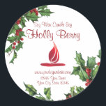 Vintag Style Holly Berry Christmas Candle Label Runder Aufkleber<br><div class="desc">Vintager Stil Holly Berry Weihnachtskandle Label.</div>