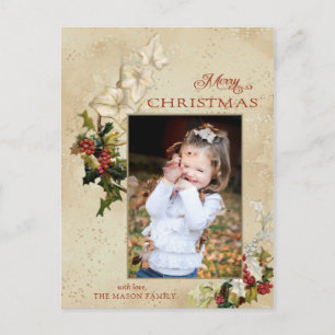 Vintag Style Holly Frohe Weihnachten Foto Postkarte